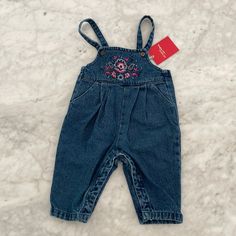 Brand New Denim Overalls For 6 Month Old. Pink Floral Embroidered Detail On Chest Area. Still Has Tags Attached. Denim Baby, Old Pink, Baby Overalls, Baby Rooms, Future Mom, 6 Month Olds, Denim Overalls, Kids Bottoms, Pink Floral