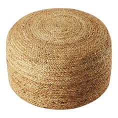 an image of a large round basket on a white background for use as a poufce