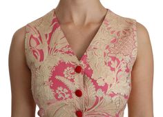 Indulge in the luxurious elegance of this stunning Dolce & Gabbana V-neck Sleeveless Vest Top. Perfect for adding a touch of sophistication to any ensemble, this exquisite piece features a rich brocade pattern in pink and gold, ensuring you catch the eye at any high-end event or sophisticated night out. Adorned with subtle logo details and crafted from a sumptuous blend of silk, nylon, and more, this Italian-made waistcoat exudes premium quality and unparalleled style. Material: 45% Silk, 23% Ny Brocade Waistcoat, Vest Blouse, Gold Brocade, Slim Fit Jackets, Fashion Forever, Slim Fit Blazers, Cotton Blazer, Fantasy Dress, Double Breasted Coat