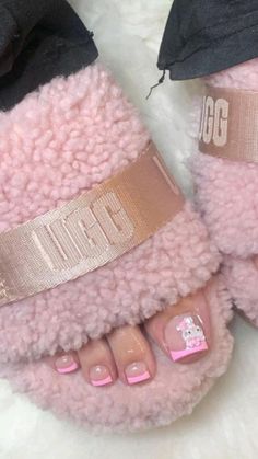 Foot Nail Art, Pink French Tips, Easy Toe Nail Designs, Foot Nail, Y2k Baddie, Kawaii Y2k