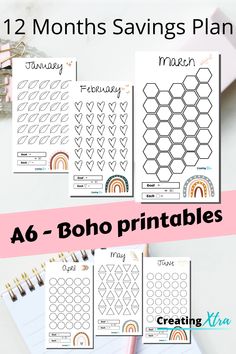 the free printable planner pages with text that reads 12 months savings plan