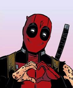 the deadpool is holding two knives in his hands