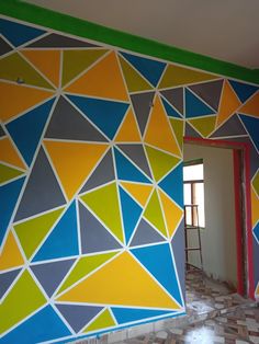 a room that has been painted with different colors