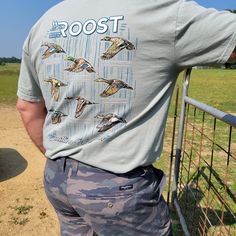 Roost Waterfowl signature T-shirts will be the softest shirt in your closet. Each shirt goes through a unique garment wash process for a "worn in" look and feel. Our custom graphics are designed to be unique and are perfect for a day at the farm, a day on the beach and for everything else life throws our way. 100% Ringspun Cotton Garment Dyed Preshrunk 5.6 oz