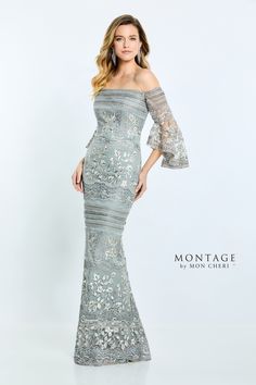 Montage Mother of the Bride Montage: M514 Montage By Mon Cheri, Bride And Groom Silhouette, Sleeve Long Dress, Mother Of The Bride Dresses Long, Mother Of Groom Dresses, Groom Dresses, Lace Formal Dress, Mob Dresses, Allure Bridal