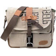 messenger bag Eco-friendly Upcycled Canvas Bag, Beige Upcycled Travel Bag, Upcycled Beige Travel Bags, Upcycled Shoulder Travel Bag, Everyday Use Beige Upcycled Shoulder Bag, Upcycled Canvas Satchel Shoulder Bag, Upcycled Shoulder Bag For Travel, Functional Upcycled Bags For Everyday Use, Functional Upcycled Bag For Everyday Use