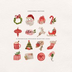 a christmas card with different items on it