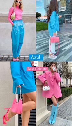 Colour Blocking Outfit Ideas, Colour Blocking Outfit, Outfits Azul, Dresses Straight, Colour Blocking Fashion, Color Outfits, Colour Combinations Fashion, Color Blocking Outfits