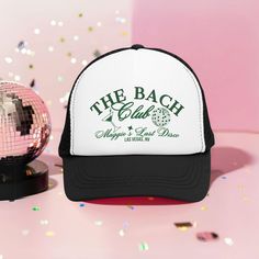 Whether you're hitting the clubs or enjoying poolside vibes, these cute disco inspired custom trucker hats are the perfect accessory to add a touch of glamour to your Vegas bachelorette party. ♥ Product details: .: Sold separately .: Material: 100% polyester foam front with 100% nylon mesh weave back .: One size fits most (22.8"/58cm) .: Adjustable snap closure ♥ Shipping: A tracking number will be sent upon shipment and details regarding your shipping date can be viewed on your "Purchases" page Black Snapback Mini Hats For Party, Fun Summer Party Snapback Hat, Fun Snapback Hat For Summer Party, White Summer Party Trucker Hat, Novelty Snapback Trucker Hat For Party, White Snapback Trucker Hat For Party, Black Snapback Trucker Hat For Party, Adjustable Snapback Hat For Summer Party, Summer Party Snapback Hat