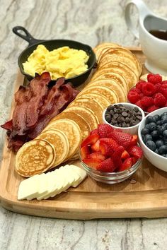 the breakfast platter is ready to be eaten