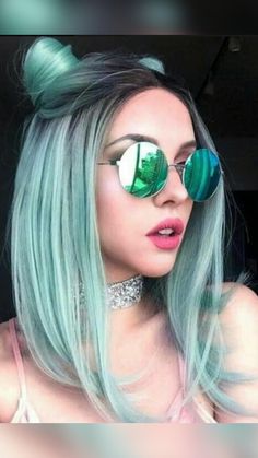 Cute Hair Colors, Green Wig, Hair Color Pastel, Ombre Wigs, Hair Color Blue, Hair Dye Colors, Hair Inspiration Color