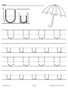 the letter u is for u worksheet with an upper and lowercase word