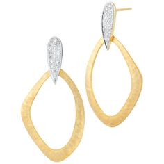 14 Karat Yellow Gold Hand-Crafted Matte and Hammer-Finished Open-Form Dangling Earrings, Accented with 0.30 Carats of Pave Set Diamonds. Organic Jewelry, Hammered Earrings, Open Hoop Earrings, Gold Hands, Dangling Earrings, Timberland Boots, Jewelry Earrings Dangle, Dangle Earrings, Jewelry Earrings