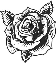 a black and white drawing of a rose