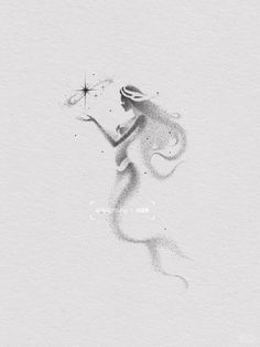 a drawing of a woman holding a star in her hand