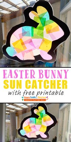 an easter bunny sun catcher with free printables for kids to make it's own