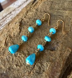 Gold filled dangle earrings with turquoise gemstones Gold Dangle Earrings, Aquamarine Gemstone, Cluster Earrings, Tourmaline Gemstone, Green Amethyst, Garnet Gemstone, Stunning Necklace, Gold Earrings Dangle, Etsy Earrings Dangle