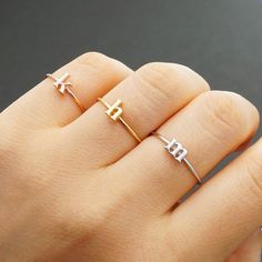 Gift the girls in your bridal party with these beautiful but budget-friendly initial rings, available in silver, gold, or rose gold. The lowercase letter lends a delicate look, and each comes ready for gifting in a charming little box. Alphabet Ring, Stamp Ring, Small Letter, Personal Jewelry, Stamped Rings, Letter Ring, Personalized Ring, Small Letters, Lower Case