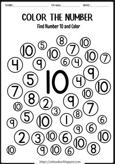 color the number 8 and 9 with numbers to 10 on each page in this worksheet