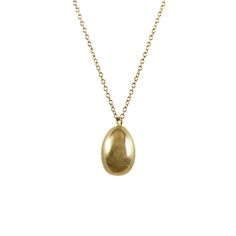 Solid Gold Birds Egg Necklace by Elisabeth Bell Jewelry Yellow Gold Teardrop Locket Necklace, Oval Drop Necklace Fine Jewelry Gift, Yellow Gold Drop Necklace With Oval Pendant, Yellow Gold Drop Necklace With Oval Pendant For Gift, Yellow Gold Teardrop Necklace With Large Pendant, Gold Teardrop Drop Necklace With 17 Jewels, Gold Oval Drop Necklace For Formal Occasions, Formal Gold Oval Drop Necklace, Bell Jewelry