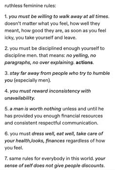 Rules For Women To Live By, Rules To Set For Yourself, Tips For Setting Boundaries, Ruthless Feminine, How To Learn Who You Are, Boundaries To Set For Yourself, How To Be Humble Tips, How To Humble Yourself, Dating Standards List