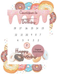 a calendar with doughnuts on it for birthday