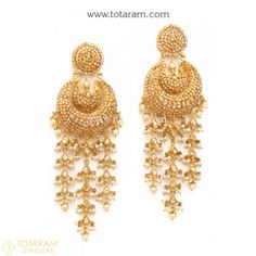 22K Gold Uncut Diamond Hoop Earrings With Pearls & Japanese Culture Pearls - 235-DER992 - Buy this Latest Indian Gold Jewelry Design in 51.400 Grams for a low price of  $4,656.25 Heavy Bridal Earrings For Anniversary, Heavy Hoop Earrings For Celebrations, Elegant Gold Hoop Chandbalis, Elegant Festive Hoop Danglers, Chandbali Hoop Earrings For Formal Occasions, Elegant Hoop Jhumkas For Wedding, Elegant Wedding Hoop Danglers, Large Gold Earrings, Temple Jewellery Earrings