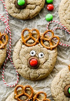 Festive reindeer cookies with pretzel antlers, perfect for holiday baking and Christmas cookie trays. Homemade Peanut Butter Cookies, Tastes Better From Scratch, Reindeer Cookies, Easy Christmas Treats, Ginger Molasses Cookies, Molasses Cookies, Soft Sugar Cookies, Recipes Christmas, Homemade Peanut Butter