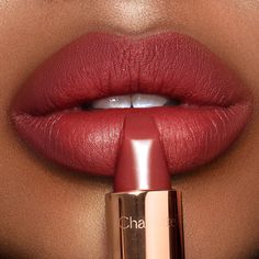 My globally-loved berry-rose matte lipstick for a confidence-boosting pout! Berry Red Lipstick, Revolution Lipstick, Red Lipstick Matte, Charlotte Tilbury Matte Revolution, Luxury Lipstick, Glossier Lipstick, Perfect Lipstick, Berry Lips, Makeup Glam