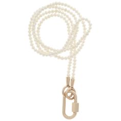 About The Lock: The Babylock is our most popular lock--used as a connector, a clasp, a charm holder and for many, the very first lock that they purchase. It measures 1.5cm x 9mm with a thickness of 2mm, closure is 4mm. The Babylock fits on all chains, or strands. Ideal for a necklace. They have six sides and can be engraved with up to 3 letters, numbers or symbols per side. 14k yellow gold.
About The Strand: This strand is 16" or 18" Itty Bitty Seed Pearl strand with 14k yellow gold loops. Elegant Necklaces With Carabiner Clasp For Gift, White Jewelry With Lobster Clasp For Everyday Use, Marla Aaron, Expect The Unexpected, Pearl Strands Necklace, Charm Holder, Pearl Strand, Gold Pearl Necklace, Elements Of Style