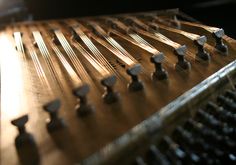 a close up view of the keys on an old typewriter