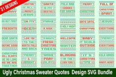 ugly christmas sweater quotes design svg bundle