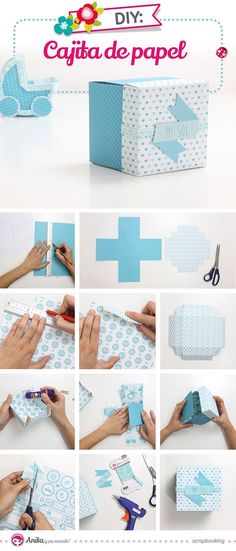 the instructions for how to make an origami box with paper and scissors on it