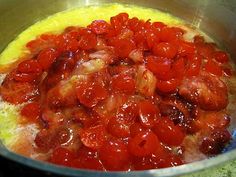 the food is prepared and ready to be cooked in the pot on the stove top