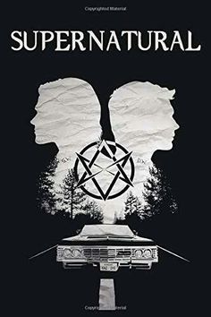 supernatural poster with two people in the background