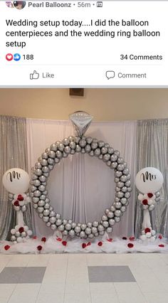 an image of a wedding setup with balloons on the floor and decorations in front of it