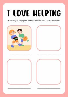 i love helping printable worksheet for kids to learn how to help them