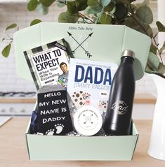 a father's day gift box filled with personal items