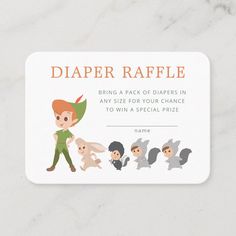 Let your guests know that you will be having a diaper raffle with these Peter Pan Baby Shower insert cards. Peter Pan Baby Shower Ideas, Neverland Baby Shower Ideas, Baby Boy Sprinkle, Shower Insert, Disney Baby Shower, Shower Thoughts, Baby Shower Diaper Raffle, Book Baby, Fantasy Magic