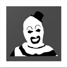 a black and white drawing of a person wearing a clown mask