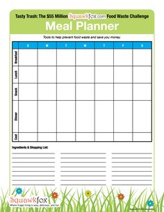 a meal planner with grass and flowers in the background