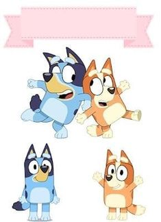 an image of some cartoon characters with a pink ribbon around it's neck and bottom half