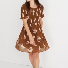 - Falls Approximately 34” From High Point Of Shoulder - Poly, Machine Wash - Removeable Slip - Beautiful Dress! Retro Bouquet, Target Dress, Day To Night Dresses, Smocked Top, Rust Dress, Madewell Dresses, Mini Shirt Dress, Mini Dress With Sleeves, Top Dress