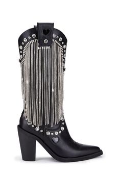 base|black Western Boots With Rhinestone Fringe For Fall, Western Rhinestone Fringe Boots For Fall, Western Party Boots With Fringe, Western Boots With Rhinestone Fringe And Round Toe, Party Leather Boots With Rhinestone Fringe, Leather Party Boots With Rhinestone Fringe, Black Western Boots With Rhinestone Rivets, Customised Clothes, Fringe Cowboy Boots