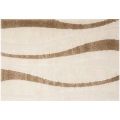 an area rug with wavy lines in brown and white colors on top of the carpet