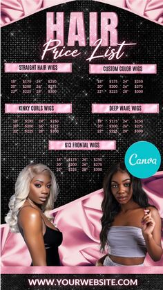 Hair Launch Photoshoot, Hair Business Templates, Hair Sale Flyer Ideas, Brand Ambassador Wanted Post Hair, Wig Business Names, Hair Bundles Packaging Ideas, Wig Selling Business, Braid Price List Ideas, Price List Hair Salon