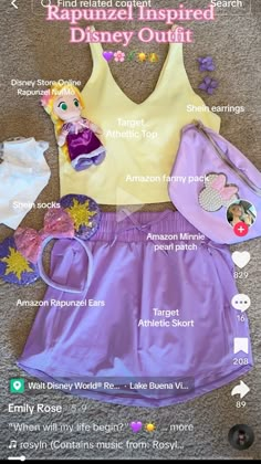 the contents of a disney princess outfit are shown