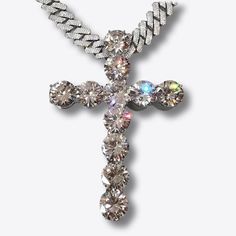 Big Cross Iced Out Pendant Cuban Link Chain - IMG Chains Aesthetic, Soft Jewelry, Streetwear Jewelry, Big Cross, Aesthetic Streetwear, Unisex Clothes, Expensive Jewelry, Hip Hop Jewelry, Cuban Link Chain