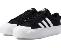 adidas Bravada 2.0 Platform Plateau Sneaker Adidas, Adidas Sneakers Black And White, Black Shoes Sneakers Women Adidas, Adidas Nizza Platform Black, Black And White Sneakers Adidas, Adidas Athletic Shoes, Chalk White, Platform Sneakers, Black Adidas