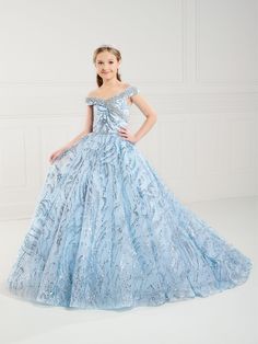 Your sweet girl will dazzle the room in this glitter applique long off the shoulder dress with A-line tulle skirt by Tiffany Princess 13742. This off the shoulder gown features a V-neckline with beaded embellishments, floor length A-line tulle skirt with glitter appliques, sweep train, and a lace-up back. House of Wu Tiffany Princess Collection Spring 2024 Style Number: 13742 Fabric: Cracked Ice/Glitter Tulle Please note: There may be a loss of glitter while wearing this dress due to the nature Long Off The Shoulder Dress, Back House, Beaded Embellishments, Off Shoulder Gown, Girls Formal Dresses, 2024 Style, Princess Collection, Off The Shoulder Dress, Spring 2024